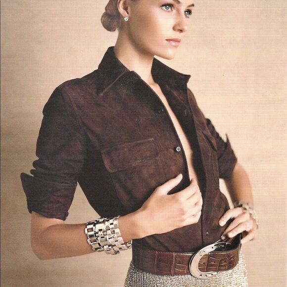 Ralph Lauren * Made in Italy Equestrian Inspired Brown Vachetta Horseshoe Belt - Picture 10 of 16